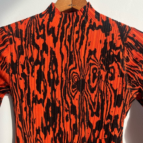 ACNE STUDIOS Wood-print Ribbed Top Red/black In Orange - Picture 3 of 10